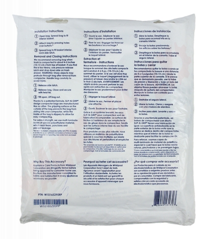 Photo 4 of W10165295RP : Whirlpool W10165295RP Universal Trash Compactor Bags, 15, 15/Pack