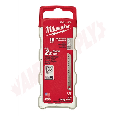 Photo 2 of 48-22-1109 : Milwaukee General Purpose Snap Blades, 9mm, 10/Pack