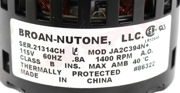 Photo 9 of S86322000 : Broan Nutone Exhaust Fan Motor, QT100