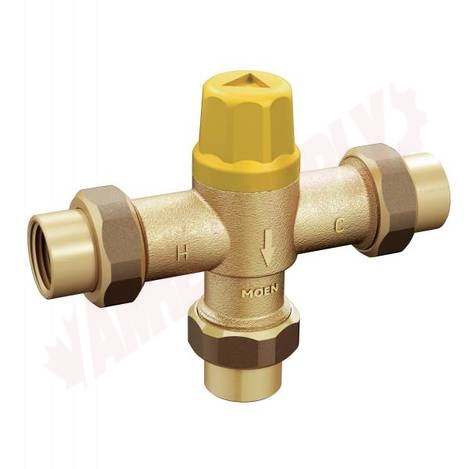 Photo 1 of 104451 : Moen Commercial Low Flow Thermostatic Mixing Valve 1/2 IPS With 3/8 Compression Adapter