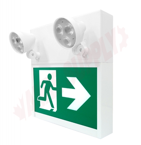 Photo 1 of PRMS-2L : Stanpro Combination Running Man Exit Sign & Emergency Light, 6V, 2 Heads