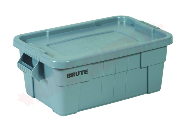 Photo 1 of 9S3000GRAY : Rubbermaid Brute Tote with Lid, 14 Gal, Grey