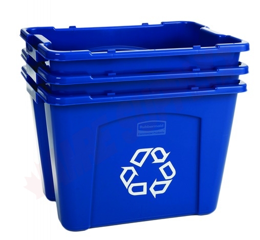 Photo 1 of 571473BLUE : Rubbermaid Recycling Box, Blue, 14 gal.