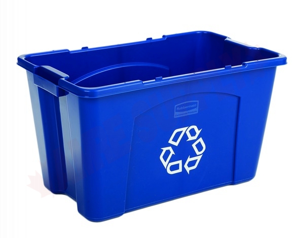 Photo 1 of 571873BLUE : Rubbermaid Recycling Box, Blue, 18 gal.
