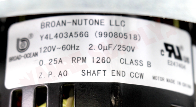 Photo 11 of S97009745 : Broan Nutone Bath Fan Motor, Blower Wheel & Mounting Plate