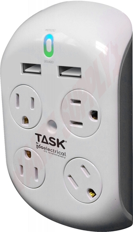 Photo 1 of T43401P : Task Tools Rotating Surge Protector, With USB, 6 Outlets