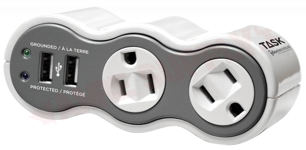 Photo 1 of T43410 : Task Tools PowerCurve Mobile Rotating Surge Protector With USB, 2 Outlets