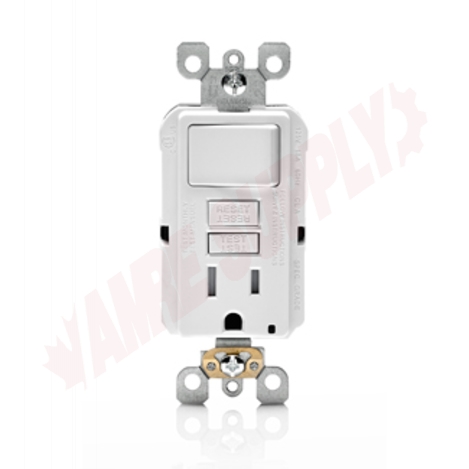 Photo 1 of GFSW1-W : Leviton SmartlockPro Self-Test Ground Fault Circuit Interrupter (GFCI) & Switch Combination, 20A, White