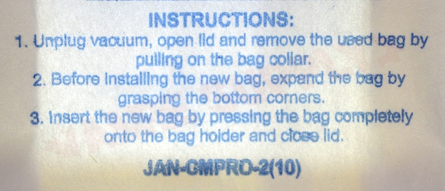 Photo 9 of JAN-CMPRO-10 : Janitized Vacuum Bags, VAC5000T, 10/Pack