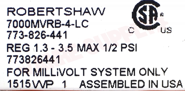Photo 13 of 710-503 : Robertshaw 710-503 Millivolt Dual Gas Valve, 1/2 x 3/8, Low Profile