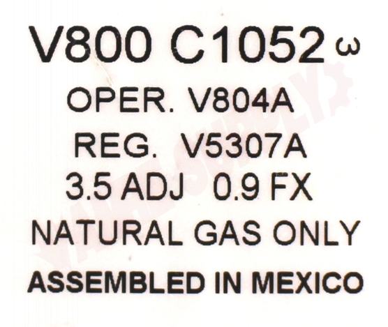 Photo 24 of V800C1052 : Honeywell Standing Pilot Gas Valve, 3/4 x 3/4, 24VAC, Step Opening, Single Stage, 3.5 WC, 1/2 Side Outlet