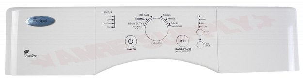 Photo 2 of WPW10215458 : Whirlpool Dryer Control Panel, White