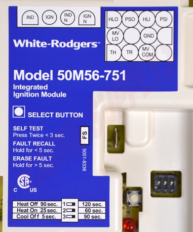 Photo 19 of 50M56U-751 : White-Rodgers 50M56U-751 HSI Ignition Control Module, 120V, Single Stage, Carrier