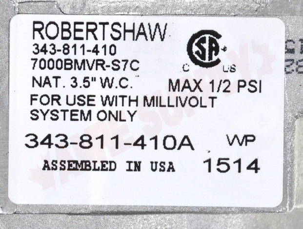 Photo 14 of 700-C506 : Robertshaw 700-C506 750 Millivolt Dual Gas Valve, 3/4 x 3/4 Straight-Thru
