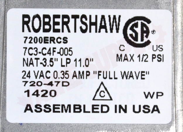 Photo 14 of 720-474 : Robertshaw 720-474 Standing Pilot Gas Valve, 1/2, Convertible Regulator for Mobile Homes