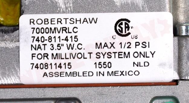 Photo 13 of 710-502 : Robertshaw 710-502 Millivolt Dual Gas Valve, 1/2 x 1/2, Low Profile