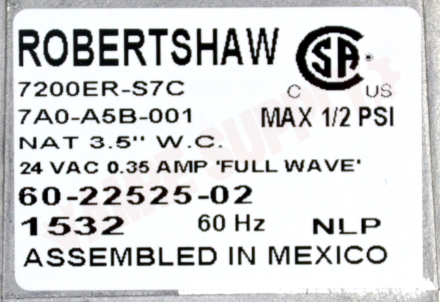 Photo 14 of 720-C400 : Robertshaw 720-C400 Gas Valve, Constant Pilot, 1/2, 24V, Natural Gas & LP