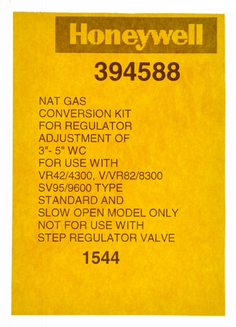 Photo 12 of 394588 : Resideo Honeywell 394588 LP to Natural Gas Conversion Kit, 3 to 5 WC, for Gas Valves