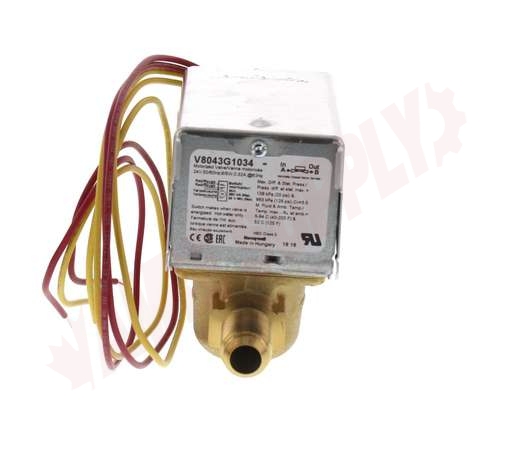 Photo 7 of V8043G1034 : Honeywell V8043G1034 Home Zone Valve, 24V Normally Closed with End Switch, Flared with 3/4 Sweat Adapters
