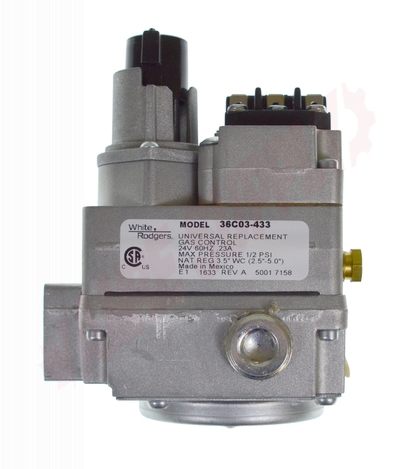 24 Standing Pilot Ng/Lp 2.5 To 5.0 In Wc, White-Rodgers 36C03-433 Gas Valve