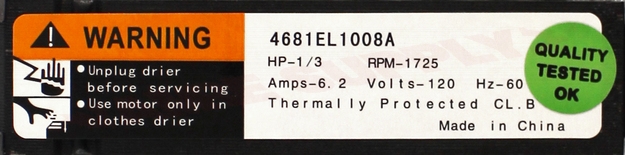 Photo 14 of SM1008 : Universal Dryer Drive Motor with Pulley, Replaces 4681EL1008A, 4681EL1002A, 4681EL1008B