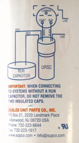 Photo 9 of URSC10 : Supco URSC10 Refrigerator Hard Start, Relay & Start Capacitor Combo
