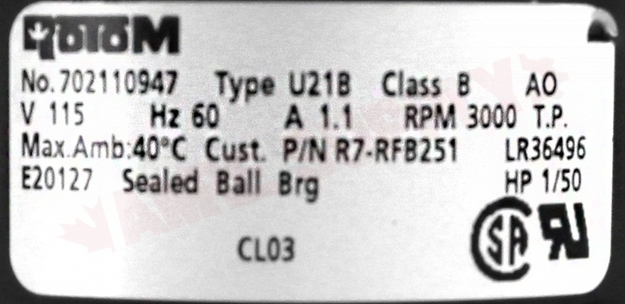 Photo 14 of FB-RFB154 : Blower Draft Inducer, Flue Exhaust 1/30HP 3000RPM 80CFM 115V York