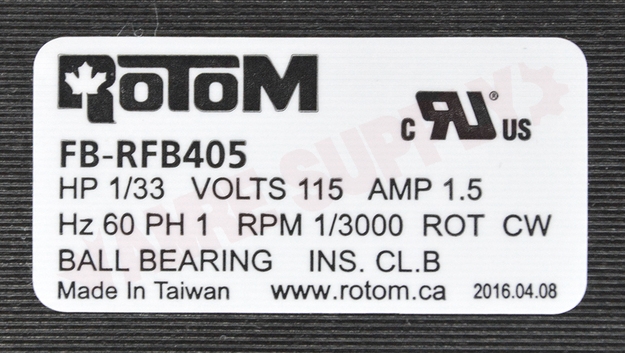 Photo 13 of FB-RFB405 : Blower Draft Inducer, Flue Exhaust 1/33HP 3000RPM 115V Goodman