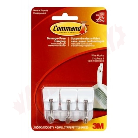Photo 2 of 17067C : 3M Command Adhesive Wire Hooks, 3/Pack