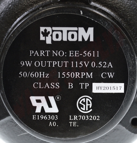 Photo 15 of EE-5611 : Morrill Refrigerator Condensor Fan Motor, 9W, 115V, 1550RPM, CW