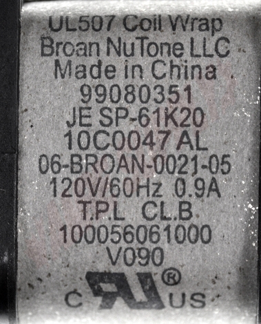 Photo 14 of S97010254 : Broan Nutone Exhaust Fan Motor 162M, 164, 9417DNM & 9425WHC-R01