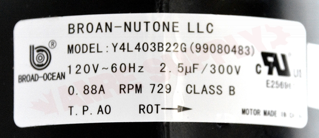 Photo 14 of S99080483 : Broan Nutone Exhaust Fan Motor, L200
