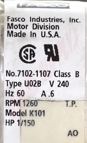 Photo 14 of K-101 : Packard K-101 Motor, C-Frame, 1/150HP 1260RPM 230V
