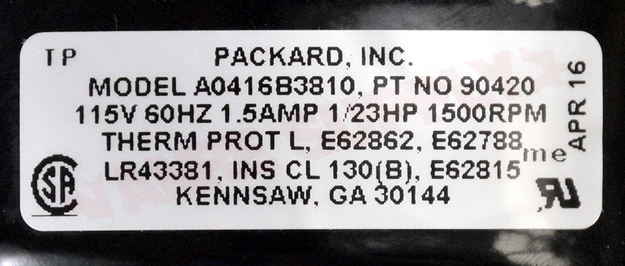 Photo 13 of 90420 : Packard 90420 Loren Cook Motor Rooftop Ventilator, 4.4 Dia 1/23HP 1500RPM 115V