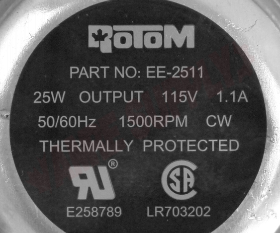 Photo 20 of EE-2511 : Rotom Condenser Fan Motor, Unit Bearing, 25W, 3.5 Dia, 1500RPM, 115V, GE Replacement
