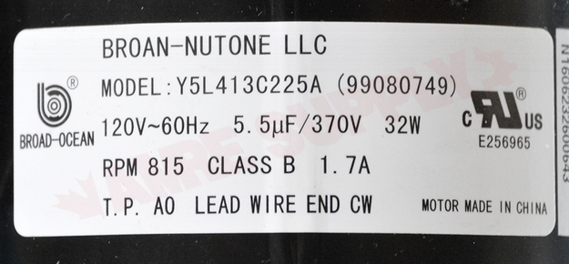Photo 14 of S99080487 : Broan Nutone Exhaust Fan Motor, L500