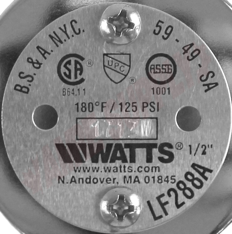 Photo 12 of 0792038 : Watts LF288A 1/2 Anti-Siphon Vacuum Breaker