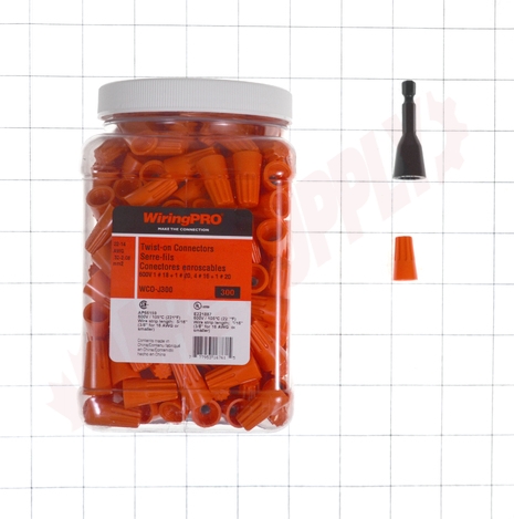 Photo 7 of WCO-J300 : WiringPro 22-14 Twist-On Wire Connectors, Orange, Thermoplastic, 300/Package