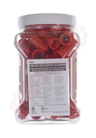 Photo 3 of WCR-J125 : WiringPro 22-10 Twist-On Wire Connectors, Red, Thermoplastic, 125/Package