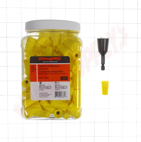 Photo 7 of WCY-J200 : WiringPro 22-10 Twist-On Wire Connectors, Yellow, Thermoplastic, 200/Package