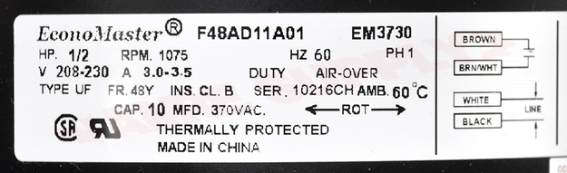 Photo 14 of CF-3734 : Rotom 1/2 HP Condenser Fan Motor 5.5 Dia. 1075 RPM, 208/230V