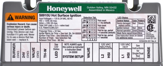Photo 16 of S8910U3000 : Resideo Honeywell S8910U3000 Universal Hot Surface Ignition Module