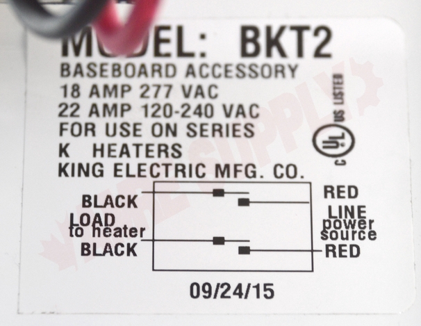Photo 7 of BKT2BW-TP : King Electric K Series Baseboard Heater Built-In Tamperproof Thermostat Kit, DPST