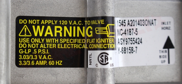 Photo 10 of WP9755424 : Whirlpool WP9755424 Range Oven Gas Safety Valve & Regulator Assembly