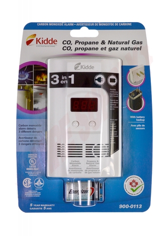 Photo 2 of 900-0113-05 : Kidde Plug In Digital Propane, Natural Gas and Carbon Monoxide Alarm, Battery Backup