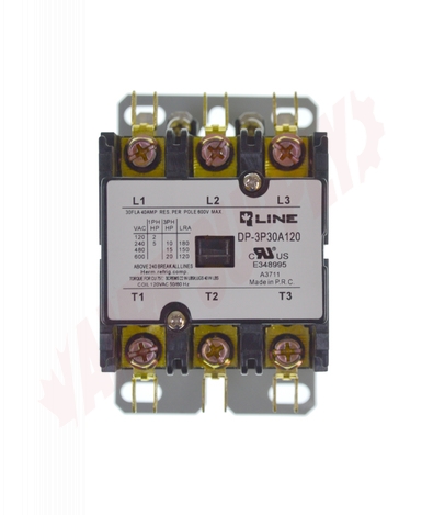 Photo 9 of DP-3P30A120 : Definite Purpose Magnetic Contactor, 3 Pole 30A 120V, Screw Type