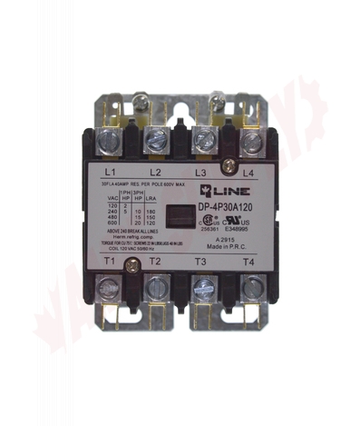Photo 9 of DP-4P30A120 : Definite Purpose Magnetic Contactor, 4 Pole 30A 120V, Screw Type