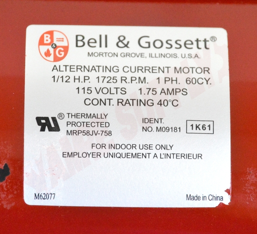 Photo 9 of 106189 : Bell & Gossett 1/12HP Series 100 NFI Circulator Pump, Cast Iron Body