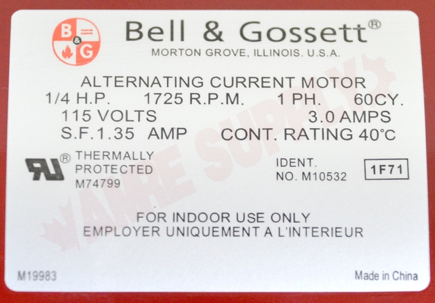 Photo 11 of 111040 : Bell & Gossett 1/4HP Motor Power Pack 115V for Series LD-3 & 2-1/2 Pumps