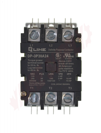 Photo 9 of DP-3P30A24 : Definite Purpose Magnetic Contactor, 3 Pole 30A 24V